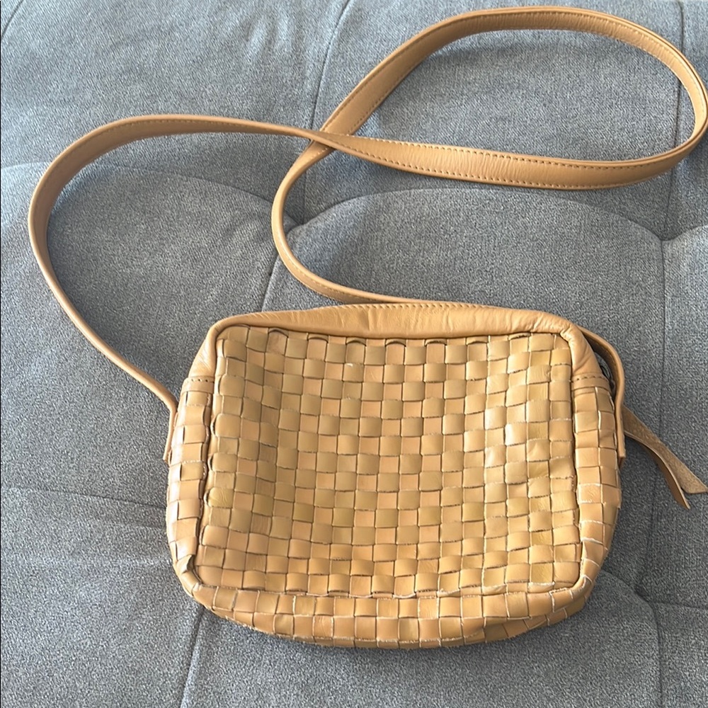 Able Valerie Tan Woven Leather Crossbody Bag - Picture 2 of 6